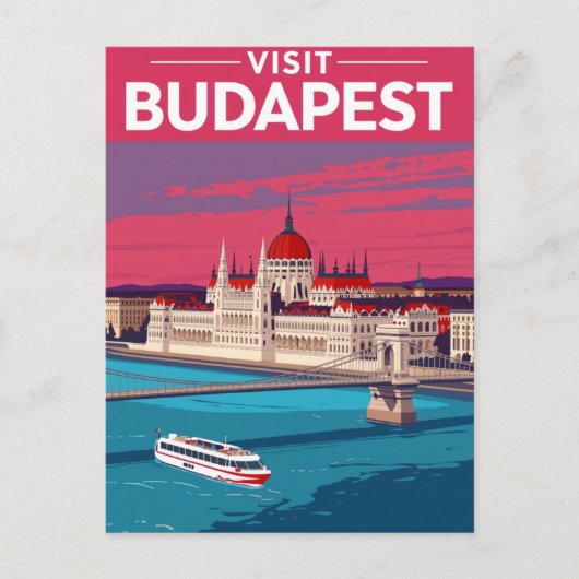 Budapest Parlament Retro Reise Postkarte (Vorderseite)