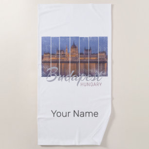 Budapest Parlament Ungarn Vintag Panorama Strandtuch