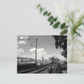 Budapest Postkarte. Straßenbahn, Kettenbrücke und  Postkarte (Stehend Vorderseite)