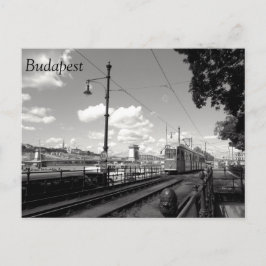 Budapest Postkarte. Straßenbahn, Kettenbrücke und  Postkarte