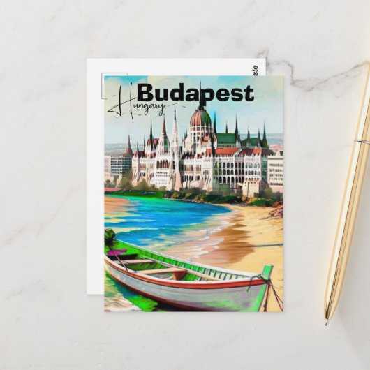 Budapest Reise Postkarten Kunst, Ungarn Reise Post (Vorderseite/Rückseite Beispiel)