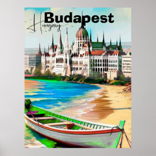 Budapest Reise Postkartengrafik, Ungarn Reise Post Poster