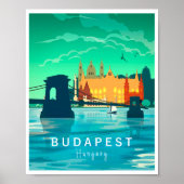Budapest Retro Print, Ungarn Wall art Poster (Vorne)
