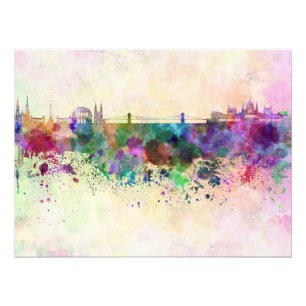 Budapest skyline im Watercolor background Fotodruck