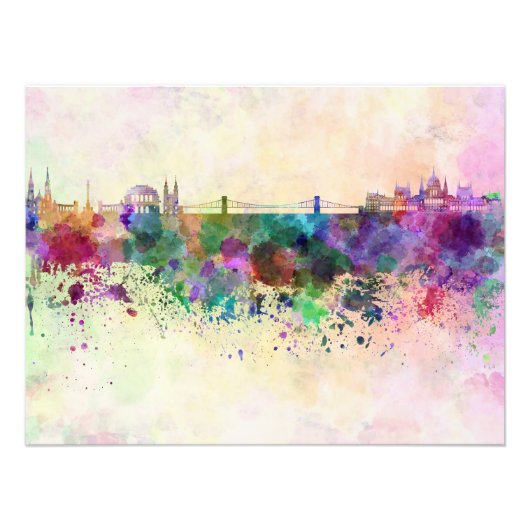 Budapest skyline im Watercolor background Fotodruck (Vorne)