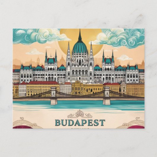 Budapest Skyline Travel Captivating Artwork Postkarte (Vorderseite)