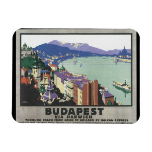 Budapest über Harwich_Vintage Reiseplakat Magnet
