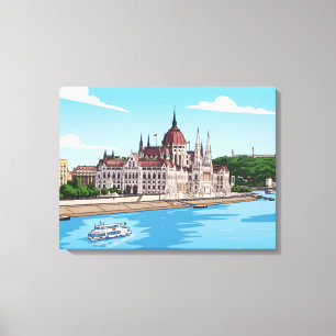 Budapest Ungarisches Parlament Ansicht Leinwanddru Leinwanddruck