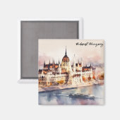 Budapest Ungarn Aquarellmalerei Panoramablick Magnet (Vorderseite/Rückseite)