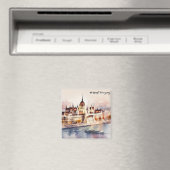 Budapest Ungarn Aquarellmalerei Panoramablick Magnet (In Situ (Geschirrspüler))