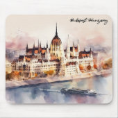 Budapest Ungarn Aquarellmalerei Panoramablick Mousepad (Vorne)