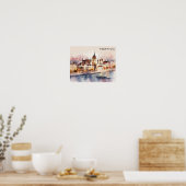 Budapest Ungarn Aquarellmalerei Panoramablick Poster (Küche)