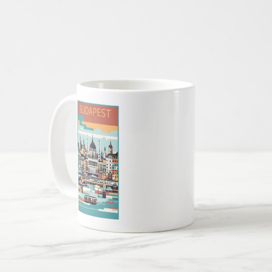 Budapest Ungarn Art Deco Kaffeetasse (Vorderseite Links)