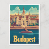Budapest Ungarn Art Vintage Reise Illustration Postkarte (Vorderseite)