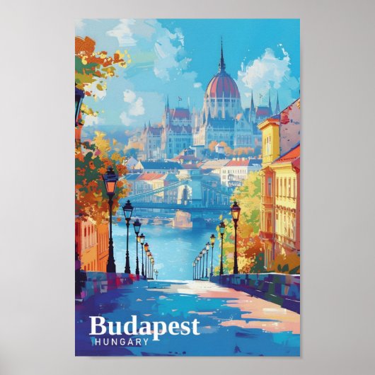Budapest Ungarn Art Vintage Reise Poster (Vorne)