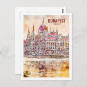 Budapest Ungarn Bekannte Wasserfarbskizze für Reis Postkarte (Vorne/Hinten)