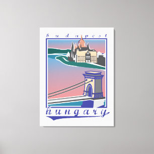 Budapest, Ungarn, Chain Bridge, Vintage Poster Leinwanddruck