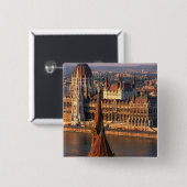 Budapest, Ungarn, Donau-Fluss, Parlament Button (Vorne & Hinten)