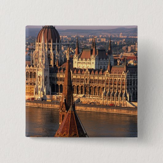 Budapest, Ungarn, Donau-Fluss, Parlament Button (Vorderseite)