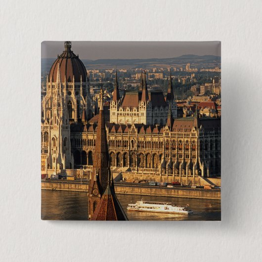 Budapest, Ungarn, Donau-Fluss, Parlament Button (Vorderseite)