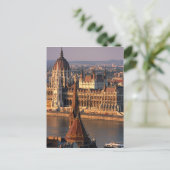 Budapest, Ungarn, Donau Fluss, Parlament Postkarte (Stehend Vorderseite)