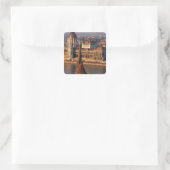 Budapest, Ungarn, Donau Fluss, Parlament Quadratischer Aufkleber (Tasche)