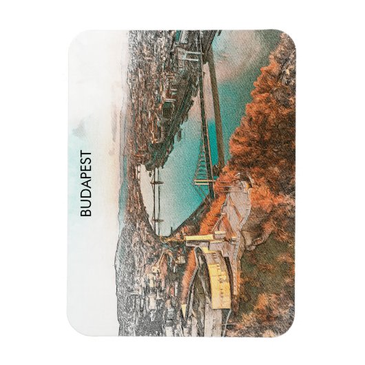 Budapest Ungarn Donau Panoramablick Magnet (Vertikal)