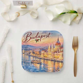 Budapest Ungarn Donau Parlament Weihnachten Pappteller