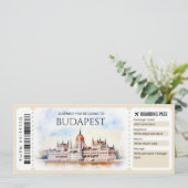 Budapest Ungarn Flugzeug Boarding Pass Einladung (Stehend Vorderseite)