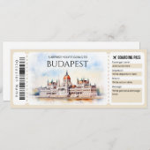 Budapest Ungarn Flugzeug Boarding Pass Einladung (Vorne/Hinten)