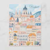 Budapest Ungarn Gouache Paint Illustration Travel Postkarte (Vorderseite)