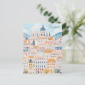 Budapest Ungarn Gouache Paint Illustration Travel Postkarte (Stehend Vorderseite)