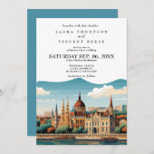 Budapest Ungarn Hochzeitsfeier Retro Einladung (Vorne/Hinten)