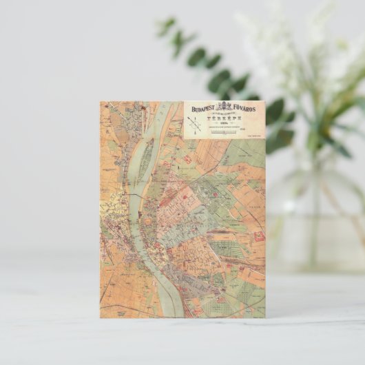 Budapest Ungarn Karte von 1884 (Stehend Vorderseite)