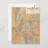 Budapest Ungarn Karte von 1884 (Vorne/Hinten)