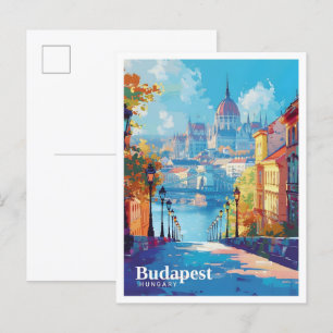 Budapest Ungarn Kunst Vintage Reise  Postkarte