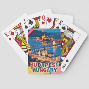 Budapest Ungarn Nacht Stadtlandschaft Pop Art Coll Spielkarten