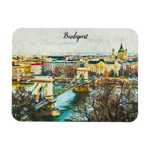 Budapest Ungarn Öl Paint Panorama Aussicht Magnet