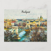Budapest Ungarn Öl Paint Panorama Aussicht Postkarte (Vorderseite)