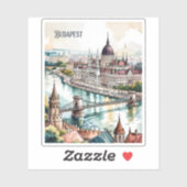 Budapest Ungarn Parlament Donau Skyline Aufkleber (Blatt)