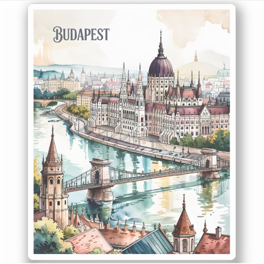 Budapest Ungarn Parlament Donau Skyline Aufkleber (Vorderseite)