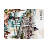 Budapest Ungarn Parlament Donau Skyline Magnet (Horizontal)