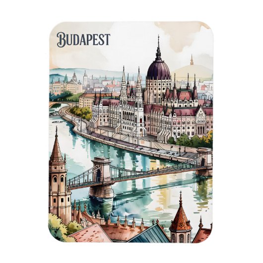 Budapest Ungarn Parlament Donau Skyline Magnet (Vertikal)
