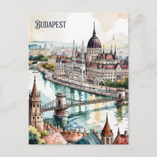 Budapest Ungarn Parlament Donau Skyline Postkarte