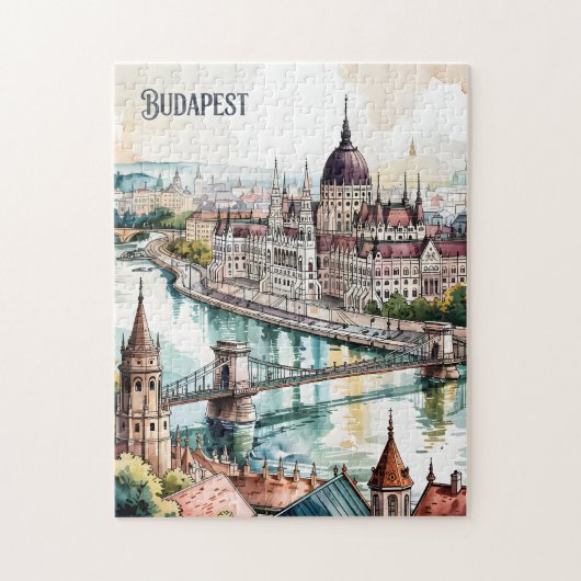 Budapest Ungarn Parlament Donau Skyline Puzzle (Vertikal)