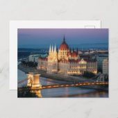 Budapest Ungarn Parlament Gebäude Nacht Postkarte (Vorne/Hinten)