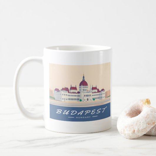 Budapest Ungarn Parlament Gebäude Reisen Kaffeetasse (Mit Donut)