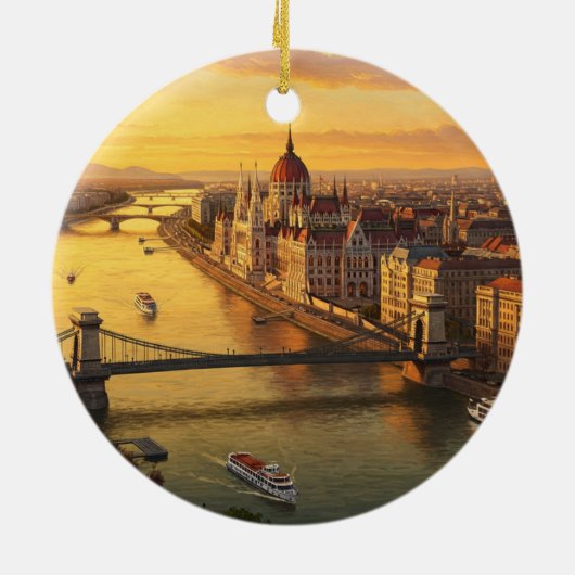 Budapest Ungarn Parlament Gebäude Reisen Keramik Ornament (Hinten)