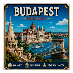 🧲 Budapest Ungarn Reise Erinnerung für Besucher � Poster