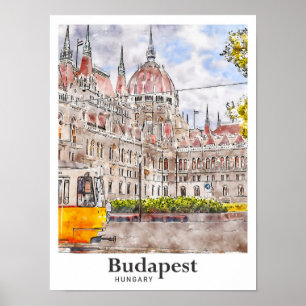Budapest Ungarn Reise Kunst Aquarell Skizze Poster